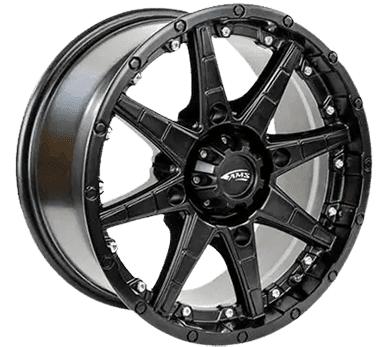 A black and silver rim with a white line around the center.