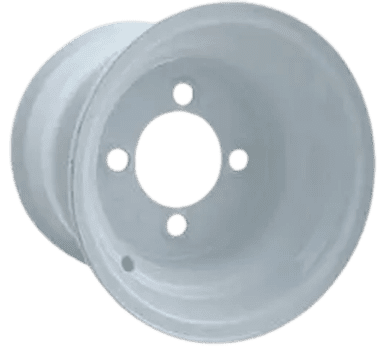 A white wheel with four holes on it.